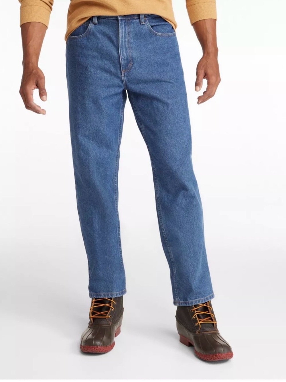 L.L. Bean Men's Straight Jeans in Medium Blue